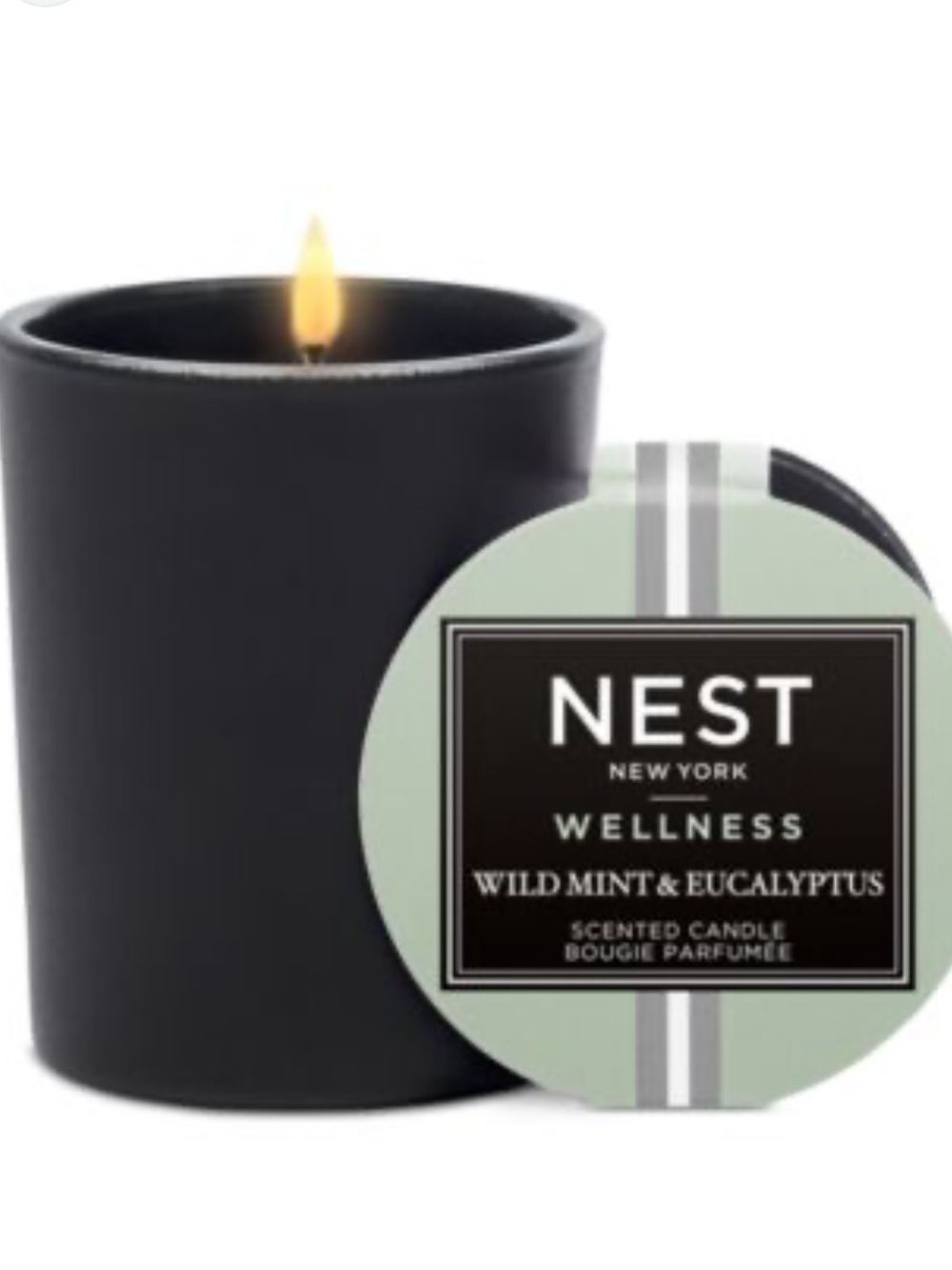 NEST Fragrances Wild Mint & Eucalyptus Black Votive Candle with Mint Green Lid